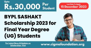 BYPL SASHAKT Scholarship 2023 for Final Year Degree (UG) Students